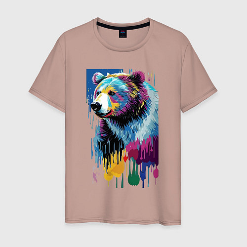 Мужская футболка Color bear - painting - neural network / Пыльно-розовый – фото 1