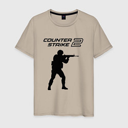 Футболка хлопковая мужская Counter strike 2 classik, цвет: миндальный