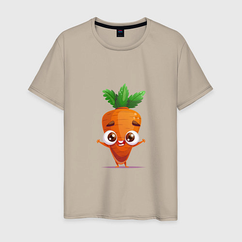 Мужская футболка Морковка кавайная / Миндальный – фото 1