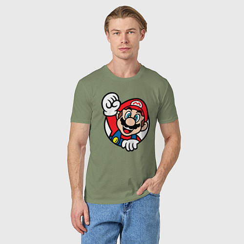 Мужская футболка Марио значок классический / Авокадо – фото 3