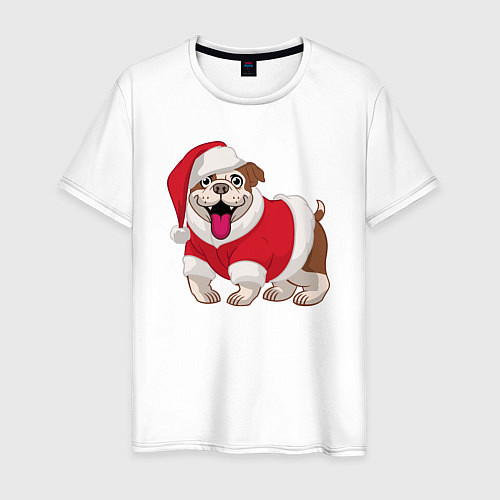 Мужская футболка Новогодний пёсик / Белый – фото 1