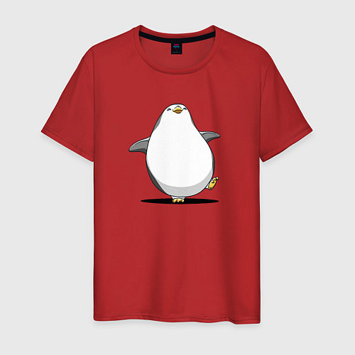 Мужская футболка Мультяшный пингвин шагает / Красный – фото 1