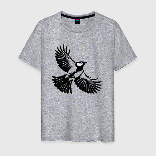 Мужская футболка Синица трафарет / Меланж – фото 1