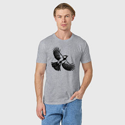 Футболка хлопковая мужская Синица трафарет, цвет: меланж — фото 2
