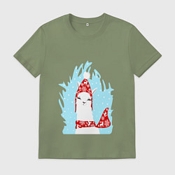 Мужская футболка Лама - альпака в шапочке