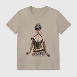 Футболка хлопковая мужская Стим леди, цвет: миндальный