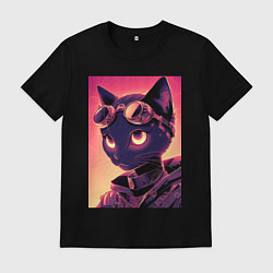 Мужская футболка Милая кисуля - киберпанк - нейросеть