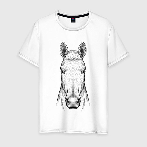 Мужская футболка Голова лошади анфас / Белый – фото 1