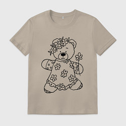 Мужская футболка Мишка с ромашками - раскраска