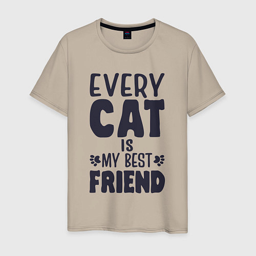 Мужская футболка Every cat is my best friend / Миндальный – фото 1