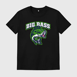 Футболка хлопковая мужская Большой окунь, цвет: черный