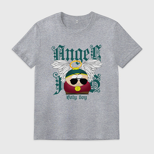 Мужская футболка Эрик Картман ангел / Меланж – фото 1