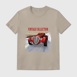 Футболка хлопковая мужская Винтажный автомобиль, цвет: миндальный