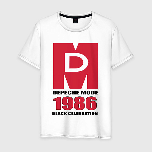 Мужская футболка Depeche Mode - black celebration logo / Белый – фото 1