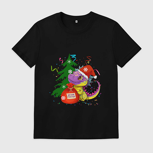 Мужская футболка Новогодний дракон желает счастья / Черный – фото 1