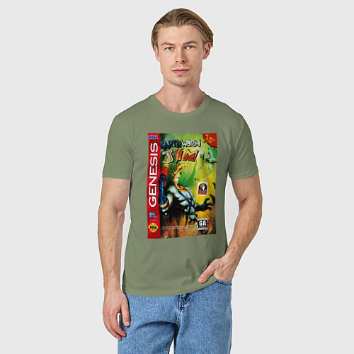 Мужская футболка Earth worm jim cover / Авокадо – фото 3