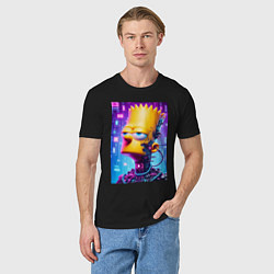 Футболка хлопковая мужская Cyber Bart Simpson - ai art, цвет: черный — фото 2