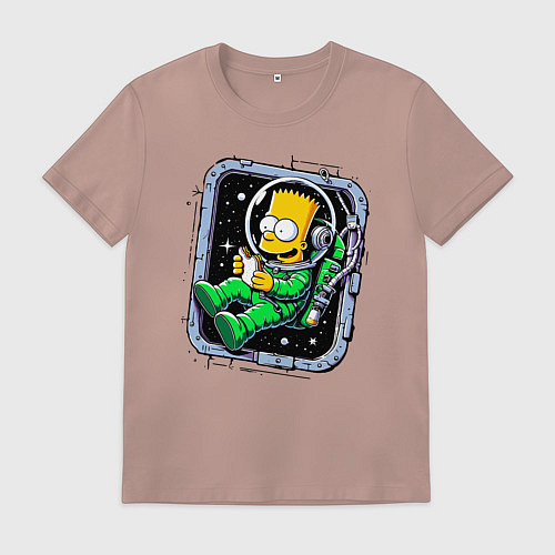 Мужская футболка Барт Симпсон с сэндвичем в космосе - нейросеть / Пыльно-розовый – фото 1