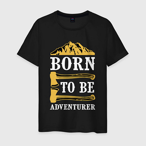 Мужская футболка Born to be adventurer / Черный – фото 1