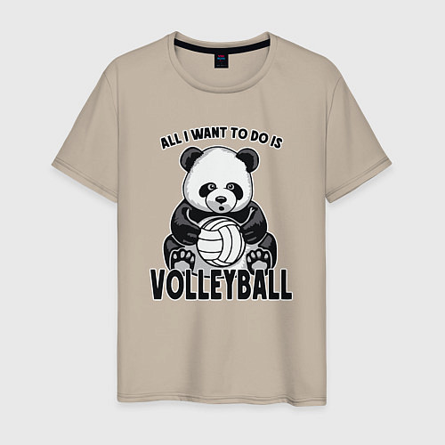 Мужская футболка Panda volleyball / Миндальный – фото 1