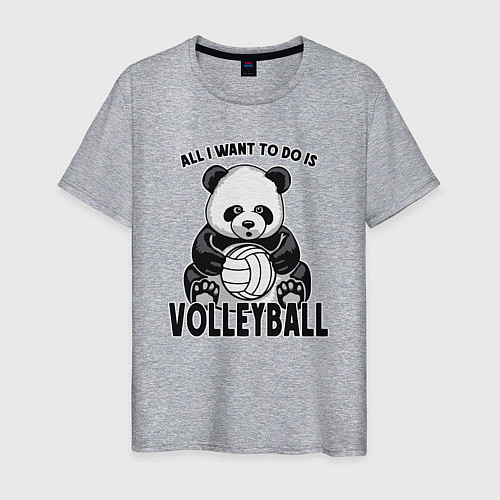 Мужская футболка Panda volleyball / Меланж – фото 1