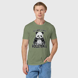 Футболка хлопковая мужская Panda volleyball, цвет: авокадо — фото 2