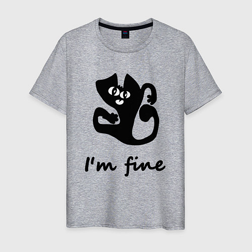 Мужская футболка Im fine абстракция кота / Меланж – фото 1