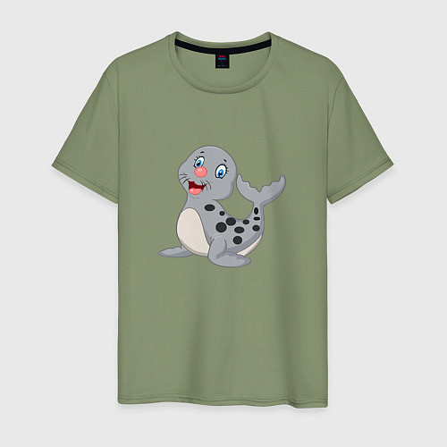 Мужская футболка Морской котик улыбака / Авокадо – фото 1
