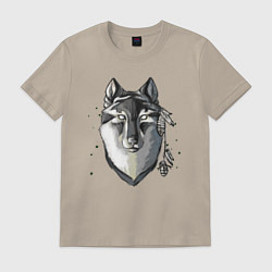 Футболка хлопковая мужская Ghost Wolf, цвет: миндальный