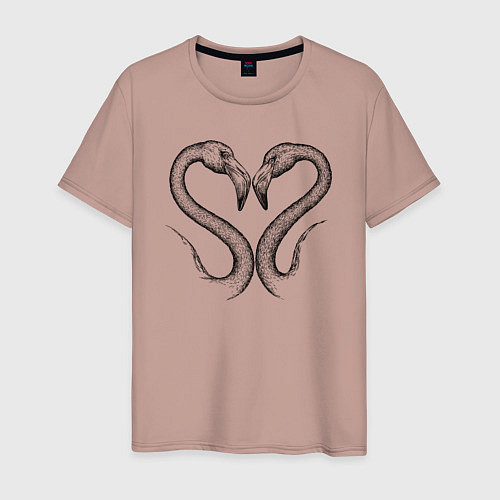 Мужская футболка Фламинго сердечко / Пыльно-розовый – фото 1