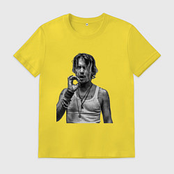 Футболка хлопковая мужская Джонн Депп курит, цвет: желтый