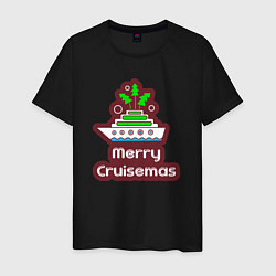 Футболка хлопковая мужская Merry cruismas, цвет: черный