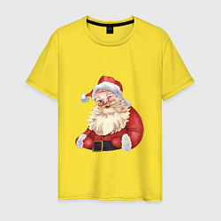 Футболка хлопковая мужская Дед мороз с улыбкой, цвет: желтый
