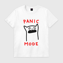 Футболка хлопковая мужская Panic mode - котик, цвет: белый