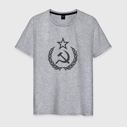 Футболка хлопковая мужская Герб СССР со звездой, цвет: меланж