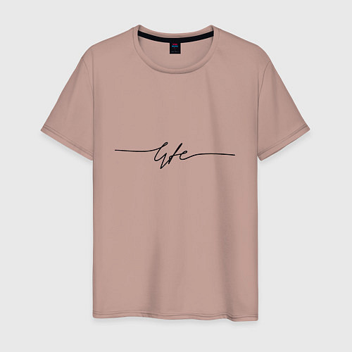 Мужская футболка Life в одну линию / Пыльно-розовый – фото 1