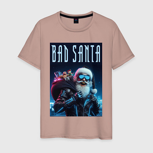 Мужская футболка Bad santa - ai art / Пыльно-розовый – фото 1