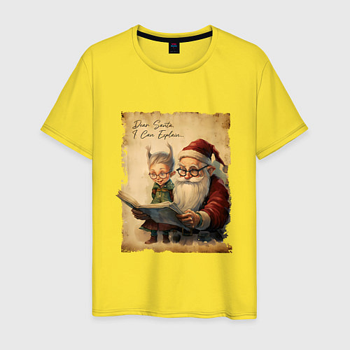 Мужская футболка Санта и Эльф / Желтый – фото 1