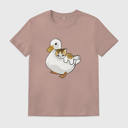 Мужская футболка Утка с другом котёнком