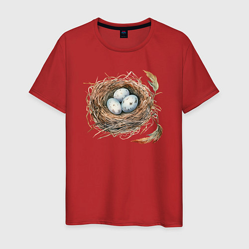 Мужская футболка Гнездо с яйцами / Красный – фото 1