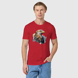Футболка хлопковая мужская Акварельный орел в брызгах краски, цвет: красный — фото 2