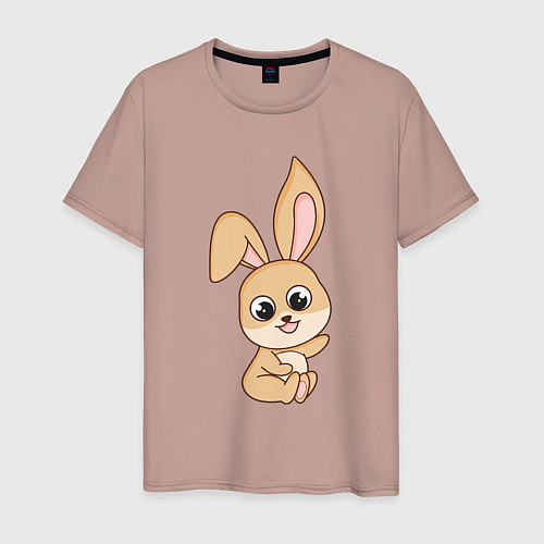 Мужская футболка Весёлый зайчишка / Пыльно-розовый – фото 1