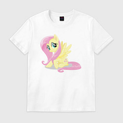 Футболка хлопковая мужская Флаттершай из My Little Pony в кино, цвет: белый
