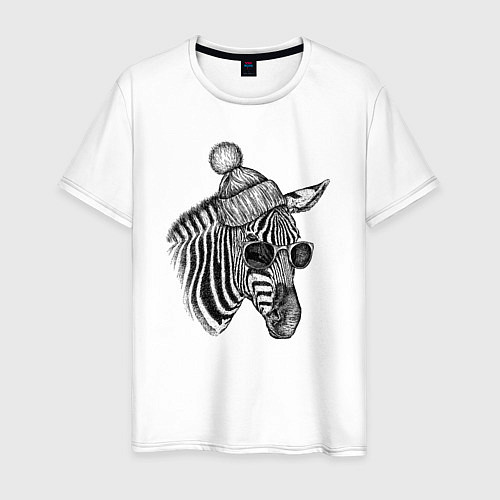 Мужская футболка Зебра хипстер / Белый – фото 1