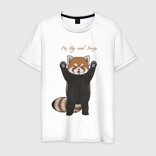 Мужская футболка Im big and scary красная панда / Белый – фото 1