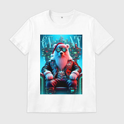 Мужская футболка Медведь на кибер троне - нейросеть