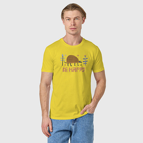 Мужская футболка Be happy / Желтый – фото 3