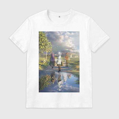 Мужская футболка Фрирен провожающая в путь / Белый – фото 1