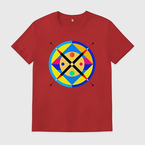 Мужская футболка Абстракция круги и стрелочки / Красный – фото 1