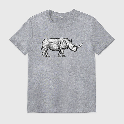 Мужская футболка Носорог в профиль / Меланж – фото 1